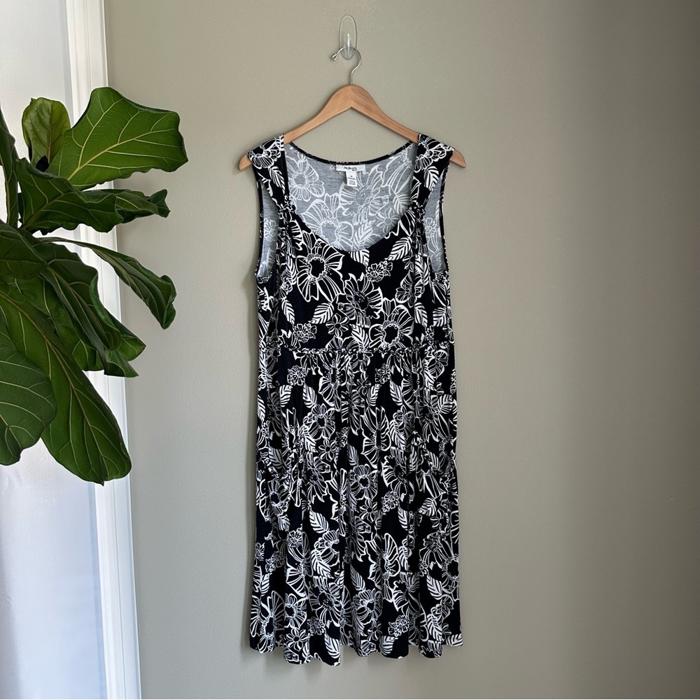 Plus Size Black & White Floral Dress